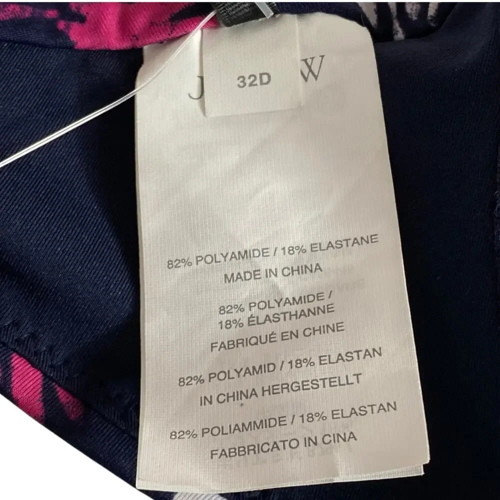 J. Crew Bikini Top Navy Convertible Underwire Geometric Fan Print 32D Small NWT - Picture 4 of 16